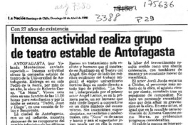 Intensa actividad realiza grupo de teatro estable de Antofagasta  [artículo] Yolanda Montecinos.