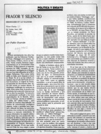 Fragor y silencio  [artículo] Pablo Oyarzún.