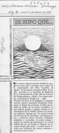 Se supo que --  [artículo].