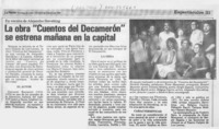 La Obra "Cuentos del Decamerón" se estrena mañana en la capital  [artículo].