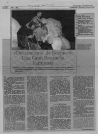 "Decamerón", de Bocaccio, una gran revancha feminista  [artículo] Juan Antonio Muñoz H.