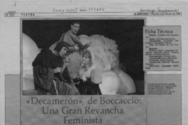 "Decamerón", de Bocaccio, una gran revancha feminista  [artículo] Juan Antonio Muñoz H.