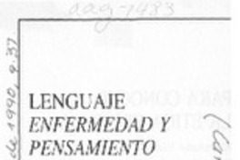 Lenguaje, enfermedad y pensamiento
