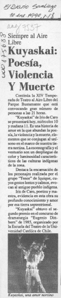 Kuyaskay, poesía, violencia y muerte  [artículo].