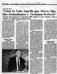 "Crisis es todo aquello que afecta algo que estimábamos y creíamos perfecto"  [artículo].