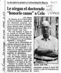 Le niegan el doctorado "honoris causa" a Cela