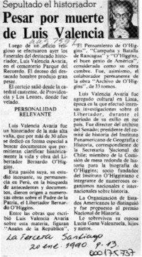 Pesar por muerte de Luis Valencia  [artículo].