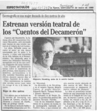 Estrenan versión teatral de los "Cuentos del Decamerón"  [artículo].