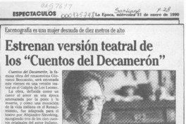 Estrenan versión teatral de los "Cuentos del Decamerón"  [artículo].