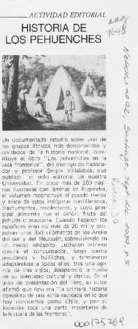 Historia de los pehuenches  [artículo].
