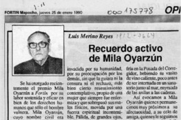 Recuerdo activo de Mila Oyarzún  [artículo] Luis Merino Reyes.