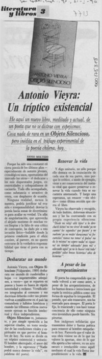 Antonio Vieyra, una tríptico existencial