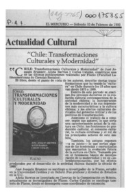 "Chile, transformaciones culturales y modernidad"  [artículo].