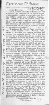 Escritores chilenos  [artículo] Jaime González Colville.
