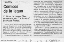 Cómicos de la legua  [artículo].