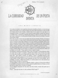 La curiosidad infinita de un poeta  [artículo] Ana María Larraín.