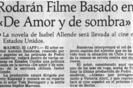 Rodarán filme basado en "De amor y de sombra"