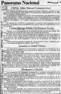 Carlos Quiroga publicó su primera novela  [artículo].