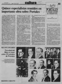 Quince especialistas reunidos en importante obra sobre Portales  [artículo].