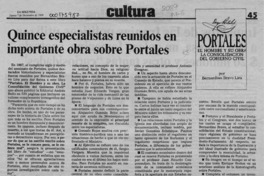 Quince especialistas reunidos en importante obra sobre Portales  [artículo].