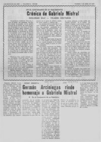 Germán Arciniegas rinde homenaje a Gabriela Mistral