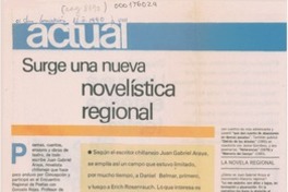 Surge una nueva novelística regional