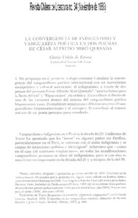 La convergencia de indigenismo y vanguardia poética en dos poemas de César Alfredo Miró Quesada
