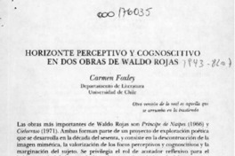 Horizonte perceptivo y cognoscitivo en dos obras de Waldo Rojas