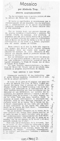 "Las arenas y las vidas"  [artículo] Abelardo Troy.