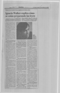 Ignacio Walker explica cómo se están preparando las leyes