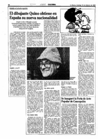 El dibujante Quino obtiene en España su nueva nacionalidad  [artículo] Alex Grijelmo.