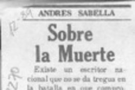 Sobre la muerte  [artículo] Andrés Sabella.