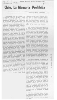 Chile, la memoria prohibida  [artículo] Wellington Rojas Valdebenito.