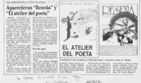 Aparecieron "Reseña" y "El atelier del poeta"  [artículo].