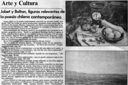 Jobet y Bolton, figuras relevantes de la poesía chilena contemporánea