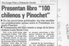 Presentan libro "100 chilenos y Pinochet"  [artículo].