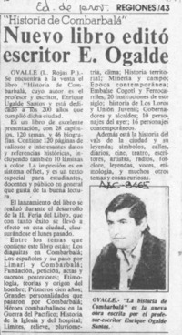 Nuevo libro editó escritor E. Ogalde