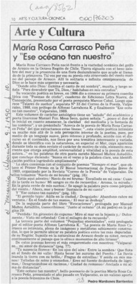 María Rosa Carrasco Peña y "Ese océano tan nuestro"  [artículo] Pedro Mardones Barrientos.