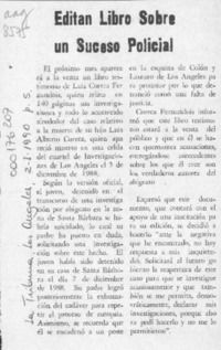 Editan libro sobre un suceso policial  [artículo].