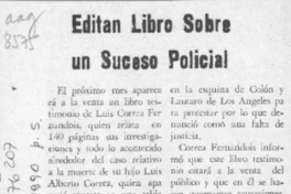 Editan libro sobre un suceso policial  [artículo].