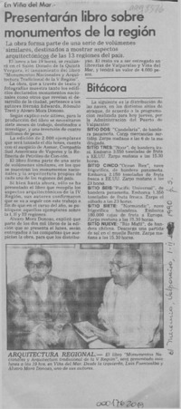 Presentarán libro sobre monumentos de la región  [artículo].