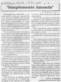 "Simplemente Amanda"  [artículo] Luis E. Aguilera.