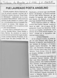 Fue laureado poeta angelino  [artículo].