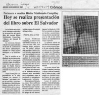 Hoy se realiza presentación del libro sobre El Salvador  [artículo].