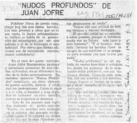 "Nudos profundos" de Juan Jofré  [artículo].