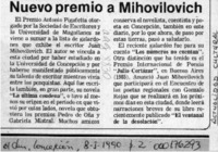 Nuevo premio a Mihovilovic  [artículo].