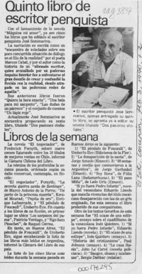 Quinto libro de escritor penquista  [artículo].