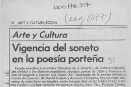 Vigencia del soneto en la poesía porteña  [artículo] Pedro Mardones Barrientos.