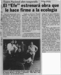 El "Efe" estrenará obra que le hace firme a la ecología  [artículo].