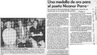 Una Medalla de oro para el poeta Nicanor Parra  [artículo].